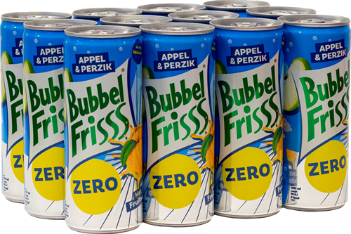 Dubbelfris Bubbelfrisss Appel Perzik Zero (12 x 250 ml)