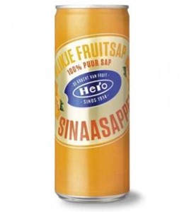 Hero Sinaasappelsap - Blikjes Sinaasappel Fruitsap - 100% Puur Fruit - Handige Tray - 24 x 250ml